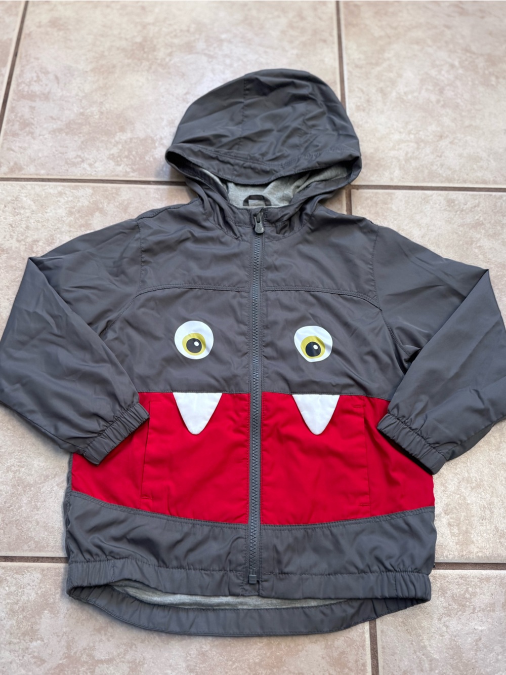 GAP Gray and Red Monster Hooded Jacket